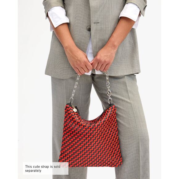 Clare V. Convertible Woven Leather Multicolor Fold Over Clutch Bag Purse Blue - Picture 7 of 7